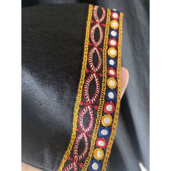 Chinyere Women’s Black Embroidered Knee Length Midi Dress Size Medium Aztec - Picture 8 of 12